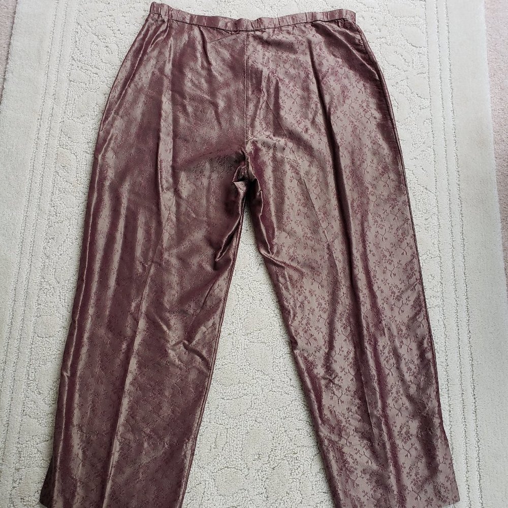 J Jill Silk Brown Embroidered Pants Sz18 (14)